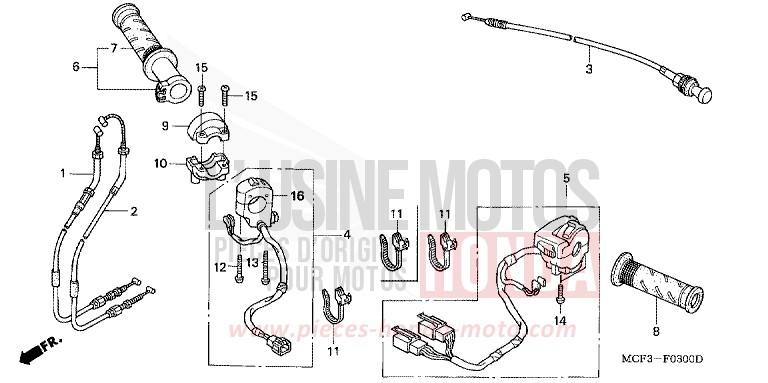 COMMUTATEUR/CABLE de VTR1000 SP-1 WINNING RED (R258) 2001